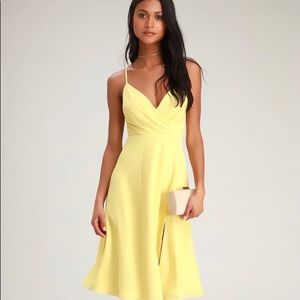 Lulus A-line Butter Yellow Sheer Silk-lined Dress